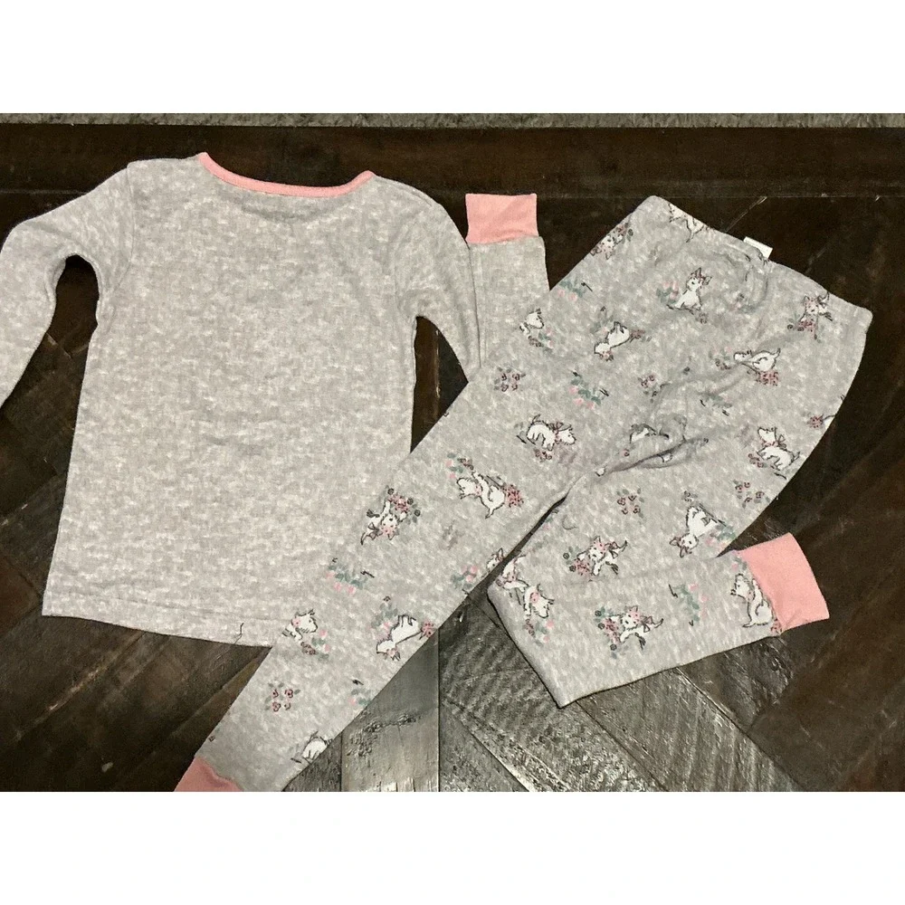 Laura Ashley Girls Pajama Set Size 5 Grey Pink Dog Terrier You're Beautiful 2PC